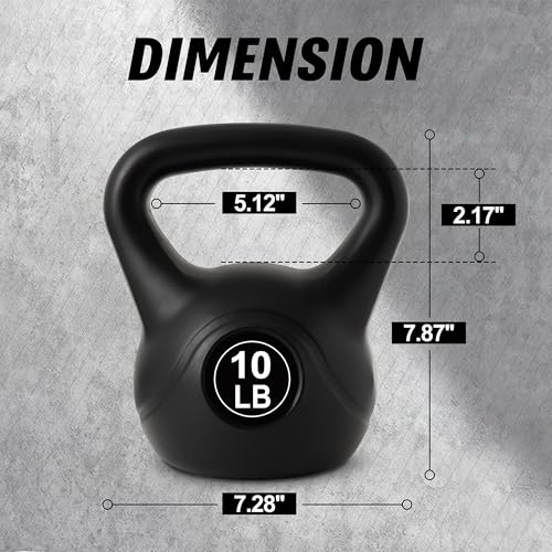 ALTLER Vinyl Plastic Concrete Kettlebell 10-50LBS Safe Strength Training Kettlebell Anti-Slip Grip Weight for Home Workouts and Men/Women/Beginners - size: 10LB