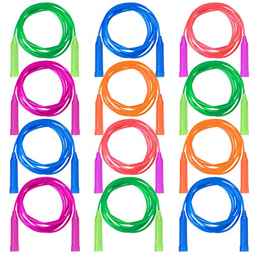 Aneco 12 Pack Kids Jump Rope Set Colorful Outdoor Jump Ropes 7.3 Feet Jumping Ropes for Kids Great Birthday Party Sports Activities Favors Gift