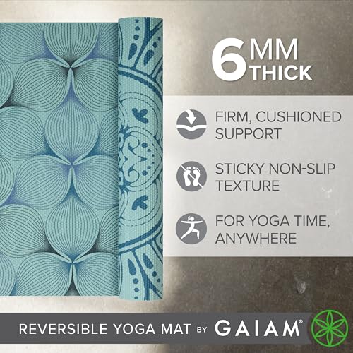 Gaiam Yoga Mat - Premium Print Reversible Extra Thick Non Slip Exercise & Fitness Mat for All Types of Yoga, Pilates & Floor Workouts - color: Mandala Trance
