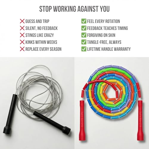 Pro-Grade Beaded Jump Rope for Beginners - color: Rainbow