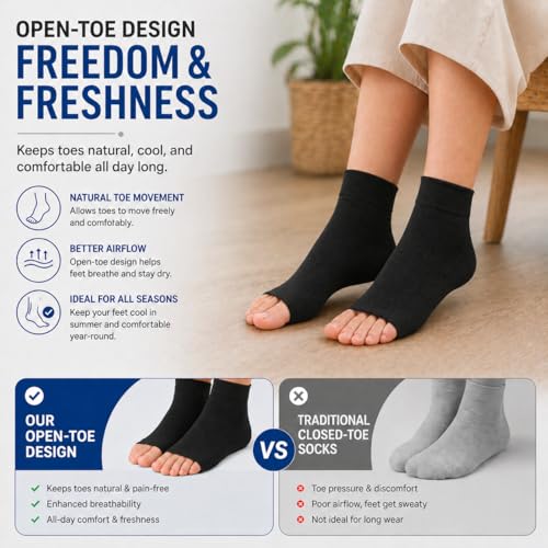 Ankle Brace Compression Sleeve Socks 2 Pack for Women&Men Foot Arch Support | 8-15 mmHg Support for Plantar Fasciitis Relief, Heel Pain, Arch & Ankle Support, Foot Brace, Open Toe Design（Black S/M） - color: Black (2 Pack), size: Small-Medium