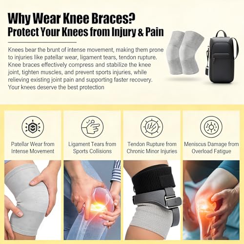 Bamboo Charcoal Compression Knee Sleeve - Elastic Knee Braces for Men & Women - Breathable Knee Support for Arthritis, Running, Workout, Joint Pain Relief (Gray, Medium) - size: Medium