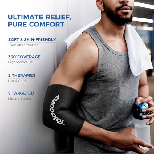 Tolaccea Hot & Cold Therapy Flexible Ice Packs Cold Therapy Compression Sleeve Reusable Gel Pack for Injury Cold Wrap for Knee Calf Elbow (Large (Pack of 1), Black) - color: Black, size: Large