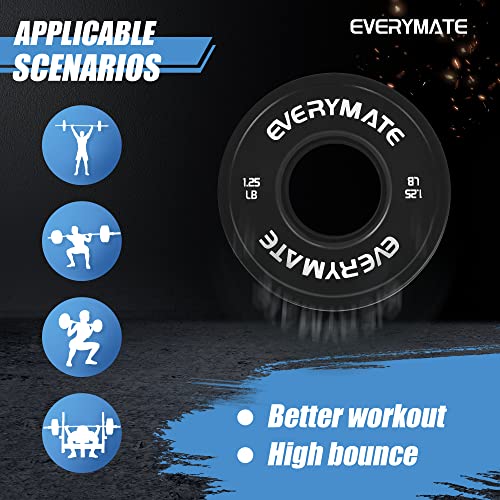 EVERYMATE Change Weight Plates 1.25LB 2.5LB 5LB Set Fractional Olympic Bumper Plates for Cross Training Steel Insert Strength Training - color: 1.25 LBx2, size: Black