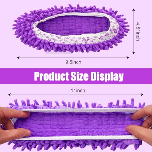 1 Pair Floor Cleaning Mop Slippers Set, Slip On Mopping Accessories for Indoor Household Floor Care and Daily Cleaning Tasks(Purple) - color: Purple