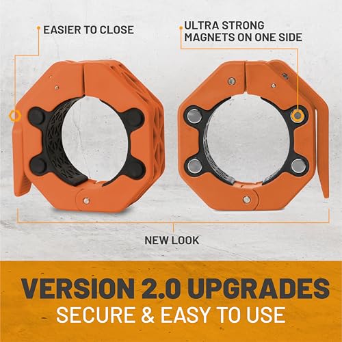 Magnetic Barbell Collars [Bells of Steel] Version 2.0 Premium Weight Bar Clamps, Quick Release Barbell Clips, Olympic Barbell Clamps, High-Strength Nylon Gym Clips, Pair, Orange - color: Orange V.2