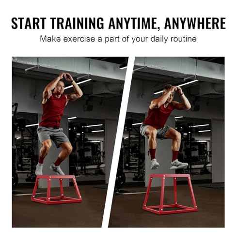 Plyometric Jump Box 12 Inch - Steel Plyometric Box for Fitness, Agility Training - Home Gym Exercise Step Platform - Strength & Conditioning - Red