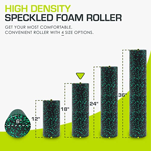 ProsourceFit High Density Foam Rollers 18 - inches long, Firm Full Body Athletic Massage Tool for Back Stretching, Yoga, Pilates, Post Workout Muscle Recuperation, Black/Green - color: Black/Green, size: 18"H x 6"D