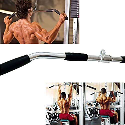Lat Cable Machine Attachment Curl Pulldown Barbell Revolving Bar, Multi-Exerciser Cable Attachment, Solid Steel Tricep Press Down Bar with Rubber Handgrips & Revolving Hanger - color: 36 Inch