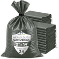 Heavy Duty Sand Bags Pack of 24, Army Green Empty Sandbags with Built-In Ties, Woven Polypropylene UV Protection 1600 Hours, Fillable Bags for Flood Control, Weight, 10x14 inches, 15 Pounds Volume - size: 10"W x 14"L, style: Pack of 24