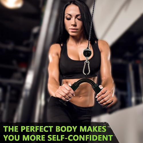 Double D Row Handle Cable Attachment for Weight Workout, Steel with Non-Slip Rubber Grip (Black) - color: Black V-Shaped Bar & Double D Handle