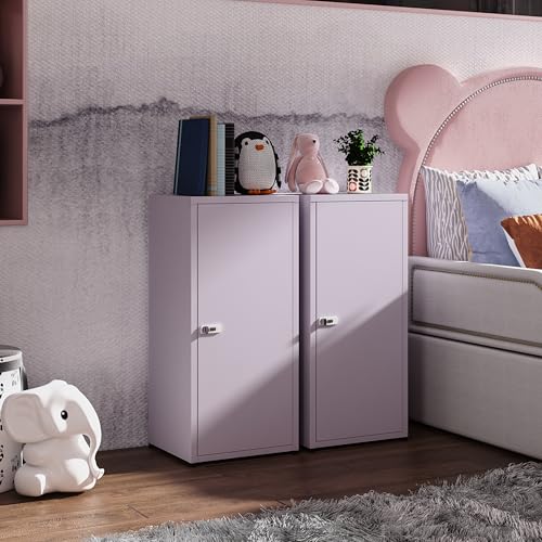 MIOCASA Metal Storage Cabinet with Lock, 3 Adjustable Shelves Single Door Steel Locker for Home, Office & Garage (Purple) - color: Purple