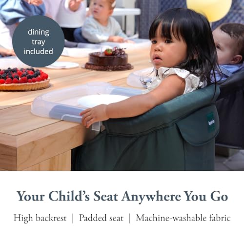 Inglesina Fast Table Chair - Dark Green + Fast Dining Tray - Portable Baby High Chair - for Babies & Toddlers up to 37 lbs -Fits Tables 0.8'' to 3.5'' Thick -Compact & Easy to Use -Travel Bag Included - color: Dark Green, style: Chair with tray