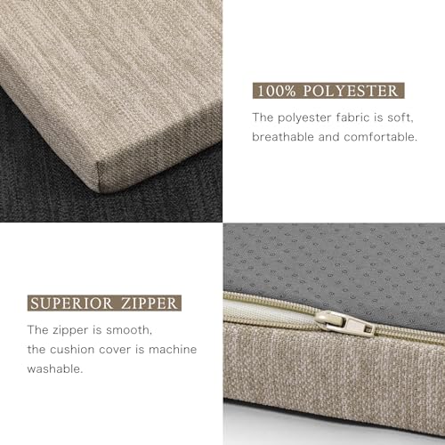 baibu 42 Inch Classic Solid Color Bench Cushion with Ties, Non-Slip Indoor Outdoor Rectangle Bench Seat Cushion Standard Size Foam Pad with Machine Washable Cover (Pure Beige, 42x16x1.5in) - color: Beige, size: 42x16x1.5 Inch (Pack of 1)