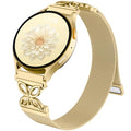 Getino Magnetic Metal Strap Compatible with Galaxy Watch 7 Band, Galaxy Watch 6 Classic Band FE 5 Pro 4 Active 2, 20mm Milanese Floral Dressy Wristband for Samsung Watch Bands Women 40mm 44mm 45mm - color: Gold