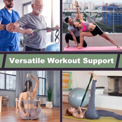 VRTX Stretch Straps for Exercise | Yoga & Pilates Stretching Bands w/ 7 Loops | Resistance Bands for Fitness Workout, Home Gym, Physical Therapy | Soft Mesh Cloth, Durable – Single Pack - size: Light (6.6-22lbs)