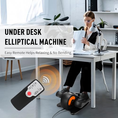 Under Desk Elliptical Machine, Leg Exerciser for Seniors Adults, Adjustable Speeds Elliptical Trainer with Remote, Quiet & Portable Mini Seated Pedal Exerciser for Home Office Use