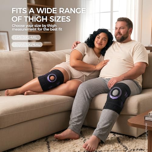 Plus Size Knee Brace 5XL-6XL, Adjustable Wrap for Thick Thighs | Fits up to 35.4 in thigh with open patella comfort and extra long straps. Measure thigh, not clothing size - size: 5XL/6XL