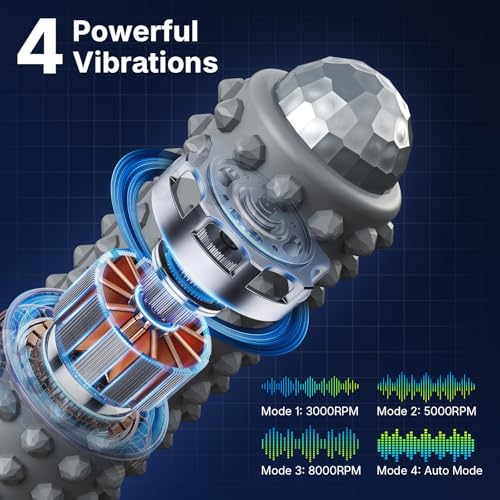 Mini Electric Massage Roller 4 Speeds Vibrating Massage Ball, 2-in-1 Portable Muscle Massager Gun & Roller for Muscle Relief, Detachable Heads, Rechargeable, For Fitness, Office, Travel (Gray) - color: Gray