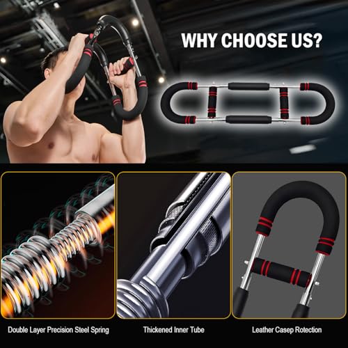 Latest-Gen Twister Arm Trainer, Adjustable Power Spring Workout Bar, Forearm Triceps Chest Exerciser Strengthener, Detachable Portable Home Fitness Equipment for Enhancing Upper Body Muscle - style: 60-90lbs