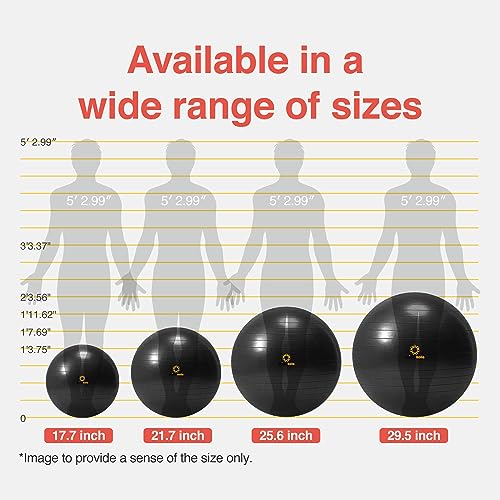 Primasole Exercise Ball for Balance Stability Fitness Workout Yoga Pilates at Home Office & Gym Birthing Ball for Pregnancy, Office Ball Chair - color: Black, size: 75 cm