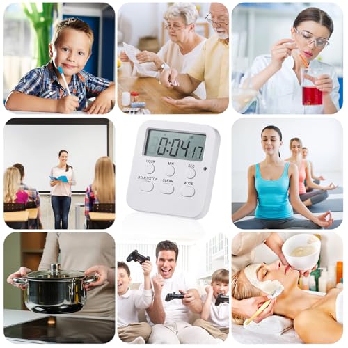 Weewooday 12 Pcs Digital Kitchen Magnetic Timer Bulk Classroom Count up Countdown Egg Timer Cute Desk Stopwatch for Back to School Teacher Kids Cooking Office(White,Cute Style) - color: White, style: Cute Style
