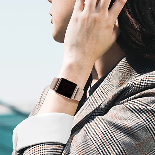 Stretchy Nylon Loop Bands Compatible with Apple Watch 38mm 40mm 41mm 42mm 44mm 45mm 49mm Adjustable Soft Elastics Strap Compatible with Apple Watch SE Ultra iWatch Series 8/7/6/5/4/3/2/1 (Rose - color: 1-Rose powder, size: 38mm/40mm/41mm/42mm(Series 10)