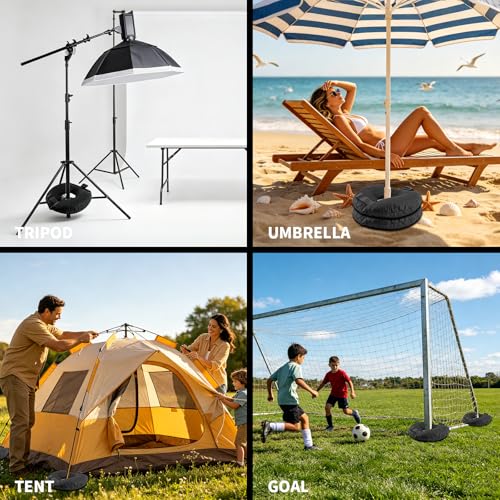 4 Pack Sand Bags for Weight, Tripod Weight, Canopy Weights with Straps | Weighted Bags to Hold Things Down, Sandbags for Backdrop Stand, Umbrella Base, Tent, Sports Net, 52 LB (Sand Not Included) - size: 52 LB