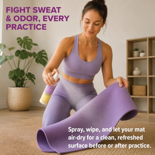 MOXE Yoga Mat Cleaner Spray, Lavender & Chamomile Essential Oil, 4oz, 2 PK | Plant-Based Cleaner Refreshes and Deodorizes Yoga Mats and Exercise Equipment; Non-Toxic Formula for Home, Studio Or Gym Use - size: 4 Fl Oz (Pack of 2)