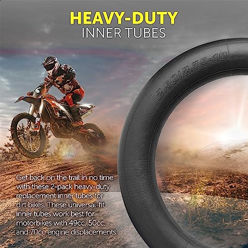AR-PRO (2-Pack) 2.50/2.75-10 Dirt Bike Replacement Inner Tubes Heavy Duty|Compatible with Honda Crf50 /Xr50, Razor MX650 / MX500, Suzuki DRZ70 / JR50, Yamaha PW50 - size: 2.50/2.75-10"