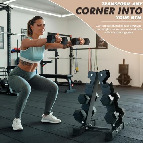 RitFit Rubber Coated Hex Dumbbell Set with Rack, 5-780LB for Home Gym Strength Training, Anti-Slip Knurled Handle, Hexagon Anti-Roll, Heavy-Duty Storage Rack - style: 270 LB Set（10-35LB)
