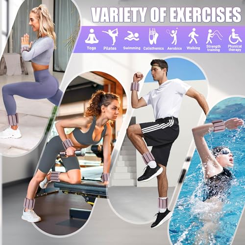 BECOJADDE Ankle Weights Set of 2 (1 lb/2 lb Each) for Women Men Adjustable Wrist Bracelet for Home Gym Weighted Bangles Wristbands Leg Arm Weights for Walking Swimming Running Pilates Yoga Gym - color: Rose Pink, size: 4 Lb Pair (2 Lb Each)