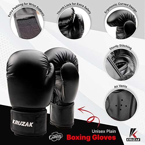 Kruzak Boxing Gloves for Men & Women, Sparring & Kickboxing Gloves, Muay Thai & MMA Gloves, 8-16 oz - color: Black, size: 16 oz