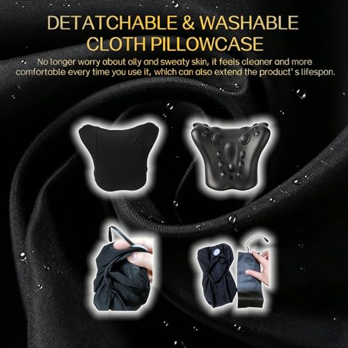 Heated Neck Stretcher Cervical Traction Device | Neck Pain Relief, Hump Neck Cracker, Curve Restorer Corrector, Shoulder Relaxer, TMJ Spine Alignment - color: Black Pro
