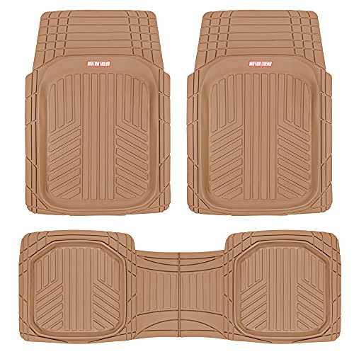 Motor Trend FlexToughXL Floor Mats for Cars Full Set, All-Weather Rubber Automotive Floor Mats, Waterproof Heavy Duty Car Mats, Flexible Floor Liners for Car Truck Van SUV, Car Floor Mats (Beige) - color: Beige, style: FlexToughXL