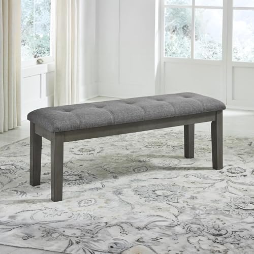 Signature Design by Ashley Hallanden Rustic Tufted Upholstered Dining Room Bench, Gray - color: Grey, style: Bench