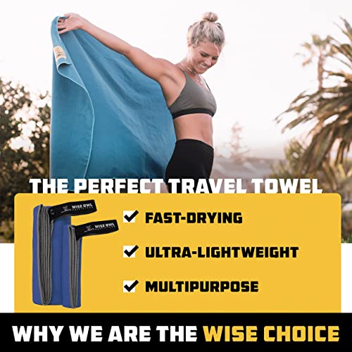 Wise Owl Outfitters Microfiber Camping Towel - Quick Dry Towel for Travel, Backpacking, Hiking, Beach, Gym & Yoga - Compact, Fast Drying & Lightweight - color: Orange, size: X-Large (30x60) + Washcloth (12x24)