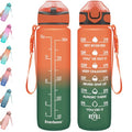 Enerbone 32 oz Drinking Water Bottle with Times to Drink and Straw, Motivational with Carrying Strap, Leakproof BPA & Toxic Free, Ensure You Drink Enough Water for Fitness Gym Outdoor - color: Dawn Fields