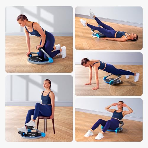 MERACH Ab Machine, Sit Up Exercise Equipment with 3 Adjustable Resistance Levels, Automatic Rebound Ab Crunch Machine for Core Workout, Ab Workout Equipment for Stomach - style: Round(Blue)