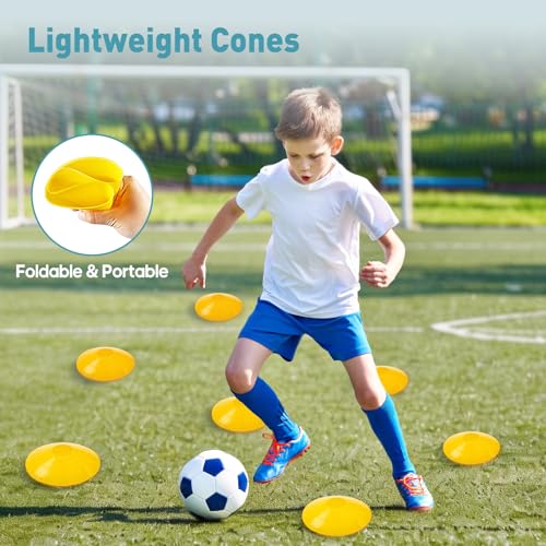 Agility Ladder Speed Training Equipment Set, 4 Adjustable Hurdles | 20 ft Ladder, 12 Cones, Jump Rope, Resistance Parachute, Soccer, Basketball, Football Practice Equipment for Youth, Adults - color: Yellow, size: 17.18"*5.72"*13.32"