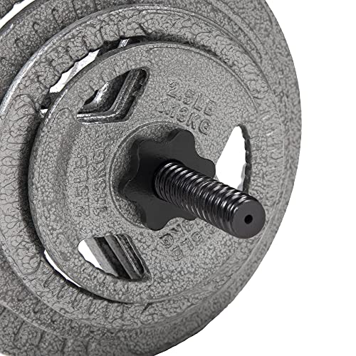 Fitvids 6FT Standard Barbell with Star Locks for Strength Training & Weightlifting, Black or Chrome - color: Jet-Black