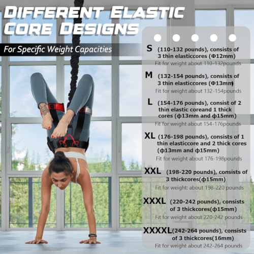 Heavy Duty Bungee Fitness Set – Professional 4D Bungee Resistance Band for Home Gym, Yoga & Air Dance – Adjustable Harness with 360° Rotational Device,Includes Workout Guide - size: XXXXL(242-264 pounds )