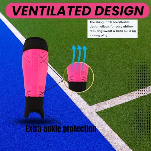 Osaka Field Hockey Shin Guards, Elite Protection, Lightweight, Breathable, Comfort Fit - Pink - size: Medium