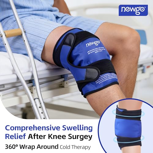NEWGO Knee Ice Pack Wrap, 360° Full Wrap, Blue | Y-shaped Strap Stays Put, Reusable for Knee Replacement, ACL, Arthritis, Swelling, and Sports Injuries, 21.7" x 9.8" - color: Regular Blue 1-pack