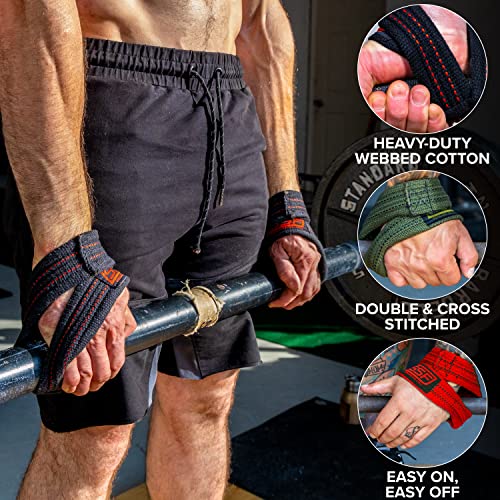 SERIOUS STEEL FITNESS Red Figure 8 Lifting Straps | Deadlift & Strongman Axle Straps - 3 Sizes - color: Black, size: (70 CM - 7.25" Wrist or More)