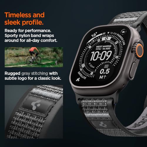 Spigen for Apple Watch Band, Compatible with Ultra 3/2/1 49mm, Series 11/10 46mm, 9/8/7 45mm, SE3/SE2/SE/6/5/4 44mm, 3/2/1 42mm - color: Active Black Gray