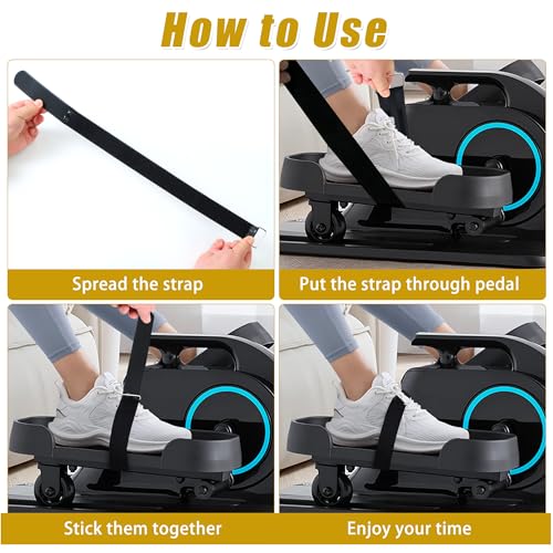 4 Pcs Ellipse Leg Exerciser Pedal Straps，Non-Slip Foot Pedal Straps for Under Desk Elliptical Machine, Foot Pedal Straps for Adults Seniors Fitness Home Sports Accessories