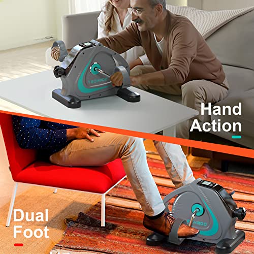 Under Desk Bike Pedal Exerciser Portable Mini Home Exercise Bike with 5LBS Flywheel Sitting Peddler Exerciser for Seniors Legs and Arms Trainer Physical Therapy Equipment Fitness Exercise Bicycle - style: grey