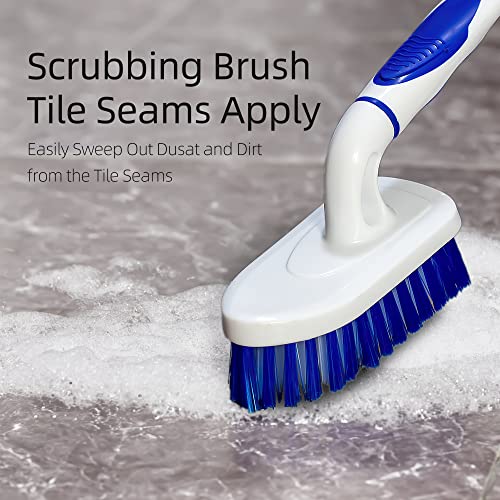 2-Pack Scrub Brush for Cleaning with Long Handle,Medium Firm Brush Bathroom Cleaning Supplies and Bathtub Cleaner and Shower Cleaning Brush,Multi-Scene Use for Kitchen or Carpet Brush,White&Blue - color: Blue+white