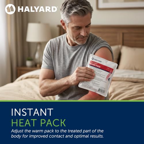 HALYARD Hot Compress Disposable Instant Warm Packs Heat Therapy Pain Relief 4 x 9 Inches, 24 Packs Per Case - 51789